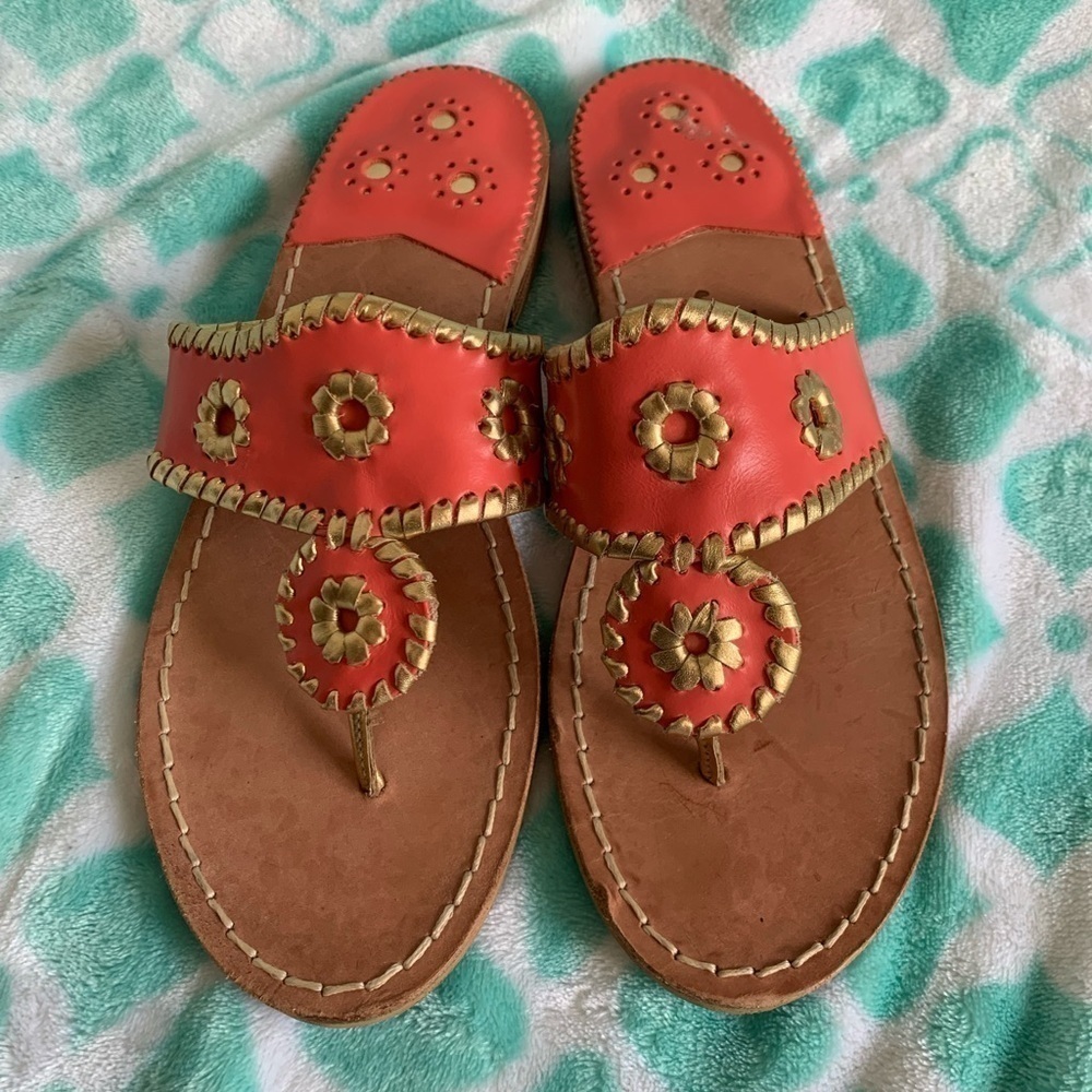 Jack Rogers salmon and gold size 7